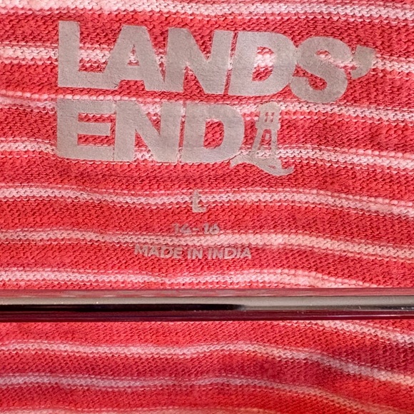 Lands' End Pink Striped Short Sleeve Tee Size Large - Picture 3 of 3
